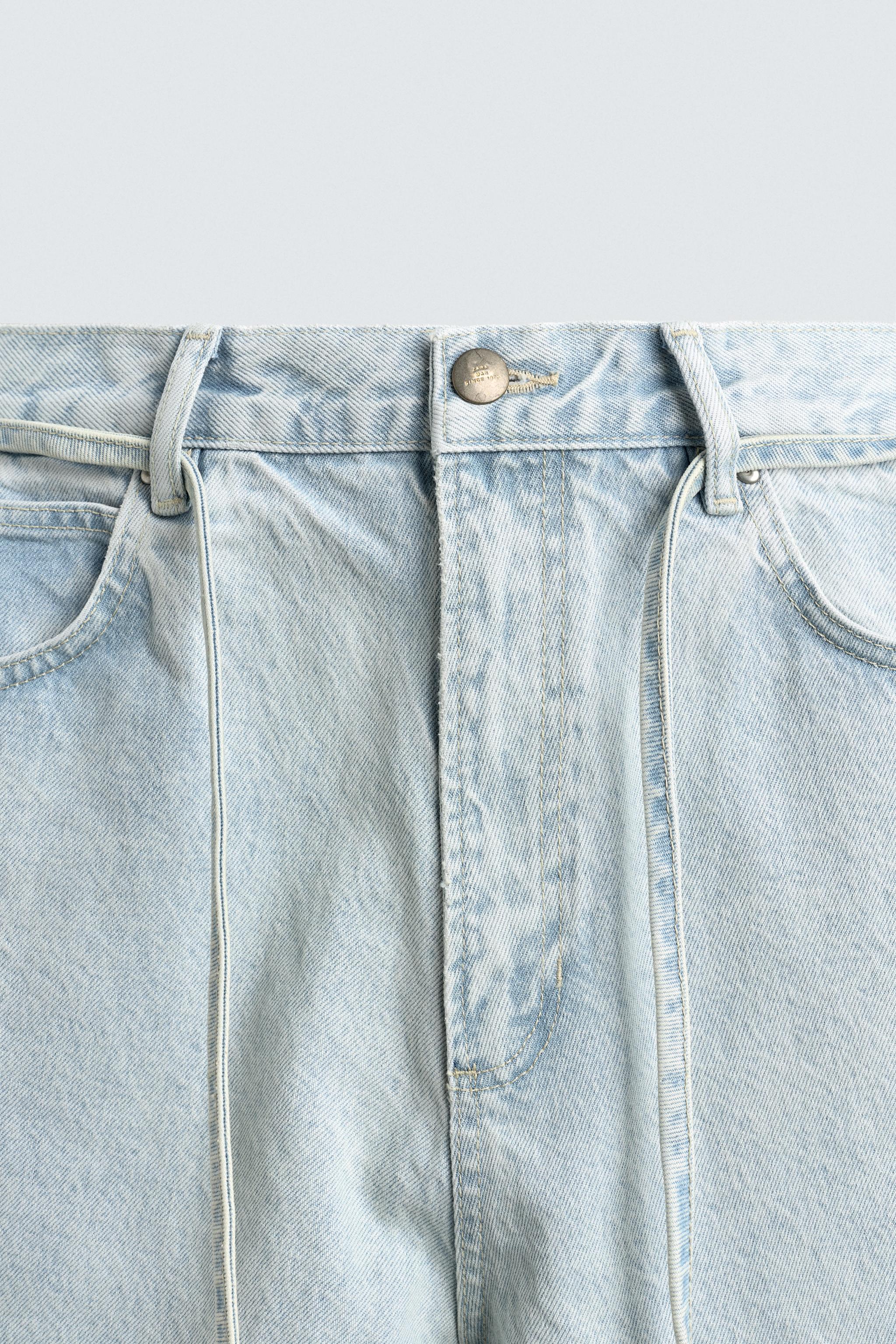 EMBROIDERED BAGGY FIT DENIM JORTS
